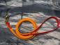 Preview: Führleine zweifarbig , 16 mm , 200 cm , Biothane Peach und Rot , Hardware Messing