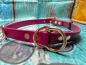 Preview: Schnallenhalsband zweifarbig , 19 mm , 46 - 53 cm , Biothane Magenta Rosa und Weinrot , Hardware Roségold