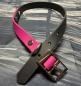 Preview: Schnallenhalsband zweifarbig , 16 mm , 32 - 40 cm , Biothane Magenta Rosa und Schwarz ; Hardware Silber