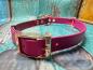 Preview: Schnallenhalsband zweifarbig , 19 mm , 46 - 53 cm , Biothane Magenta Rosa und Weinrot , Hardware Roségold