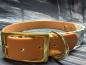 Preview: Schnallenhalsband zweifarbig , 25 mm , 44 - 52 cm , Biothane Hellbraun und UV Biothane Bieber ; Hardware Messing