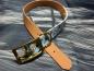 Preview: Schnallenhalsband zweifarbig , 25 mm , 44 - 52 cm , Biothane Hellbraun und UV Biothane Bieber ; Hardware Messing