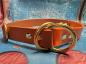 Preview: Zugstopphalsband zweifarbig , 25 mm , 47 cm , Biothane Hellbraun und Burnt Orange , Hardware Messing