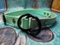 Preview: Zugstopphalsband zweifarbig , 19 mm , 42 cm , Biothane Caribbean Grün - Sage Green , Hardware vernickelter Stahl schwarz