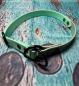 Preview: Zugstopphalsband zweifarbig , 19 mm , 42 cm , Biothane Caribbean Grün - Sage Green , Hardware vernickelter Stahl schwarz