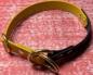 Preview: Zugstopphalsband zweifarbig , 19 mm , 37 cm , Biothane Senfgelb und Schwarz , Hardware Messing