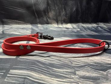 Führleine einfarbig , 13 mm , 100 cm , Biothane Crimson Red , Hardware Schwarz