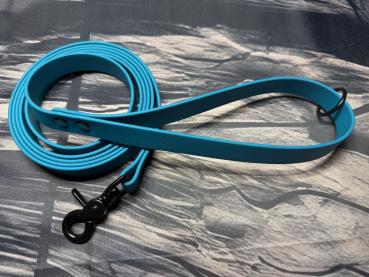 Preview: Führleine einfarbig , 19 mm , 200 cm , Biothane Lagune , Hardware Schwarz