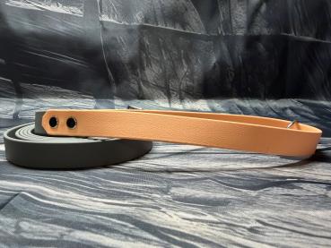 Führleine zweifarbig , 19 mm , 200 cm , Biothane Dark Grey und Pastell Peach , Hardware Silber