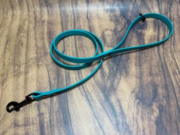 Führleine einfarbig , 13 mm , 100 cm , Biothane Teal , Hardware Schwarz