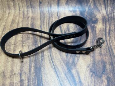 Führleine einfarbig , 13 mm , 100 cm , Biothane Schwarz , Hardware Silber