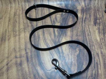 Preview: Führleine einfarbig , 13 mm , 100 cm , Biothane Schwarz , Hardware Silber