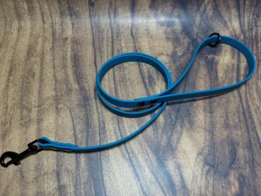 Führleine einfarbig , 13 mm , 100 cm , Biothane Lagune , Hardware Schwarz