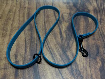 Preview: Führleine einfarbig , 13 mm , 100 cm , Biothane Lagune , Hardware Schwarz