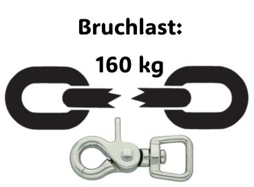 Preview: Führleine einfarbig , 16 mm , 130 cm , Biothane Schwarz reflektierend , Hardware Silber