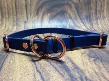Preview: Mitwachsendes Halsband , 19 mm , 42 - 57 cm , Biothane Navy Blue , Hardware Roségold