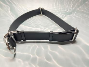 Preview: Mitwachsendes Halsband , 25 mm , 38 - 55 cm , Biothane Schwarz , Hardware Silber