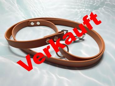 Führleine einfarbig , 16 mm , 100 cm , Biothane Hellbraun , Hardware Silber