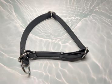 Preview: Mitwachsendes Halsband , 25 mm , 38 - 55 cm , Biothane Schwarz , Hardware Silber