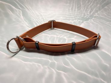 Preview: Mitwachsendes Halsband , 25 mm , 38 - 55 cm , Biothane Hellbraun , Hardware Silber