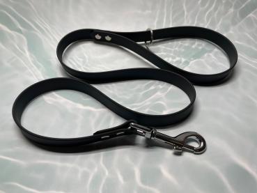 Preview: Führleine einfarbig , 19 mm , 100 cm , Biothane Schwarz , Hardware Silber