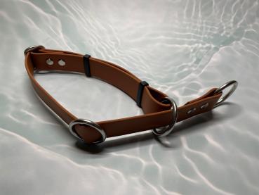 Preview: Mitwachsendes Halsband , 25 mm , 38 - 55 cm , Biothane Hellbraun , Hardware Silber
