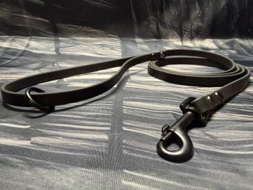 Führleine einfarbig , 9 mm , 150 cm , Biothane schwarz , Hardware schwarz