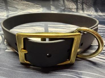 Schnallenhalsband , 25 mm , 44 - 52 cm Biothane Schwarz , Hardware Messing