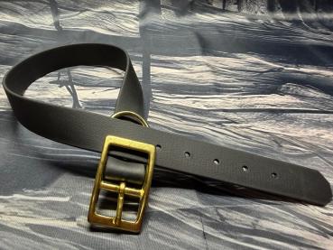 Preview: Schnallenhalsband , 25 mm , 44 - 52 cm Biothane Schwarz , Hardware Messing