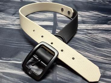 Preview: Schnallenhalsband zweifarbig , 25 mm , 44 - 52 cm , Biothane Arctic Wolf und Schwarz ; Hardware Schwarz