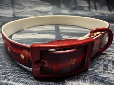 Schnallenhalsband , 19 mm , 36 - 44 cm , Biothane UV-Biothane Northern Light red , Hardware Galaxy Red