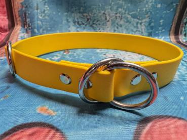 Zugstopphalsband einfach , 25 mm , 46 cm , Biothane Gelb , Hardware vernickelter Stahl silber