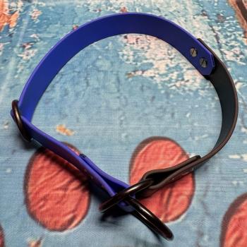 Preview: Zugstopphalsband zweifarbig , 25 mm , 50 cm , Biothane Dunkelblau und Schwarz , Hardware Schwarz
