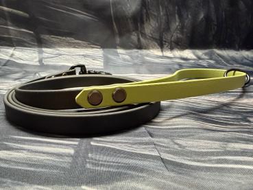 Führleine Zweifarbig , 13 mm , 150 cm , Biothane Schwarz und Holy Guacamole, Hardware schwarz