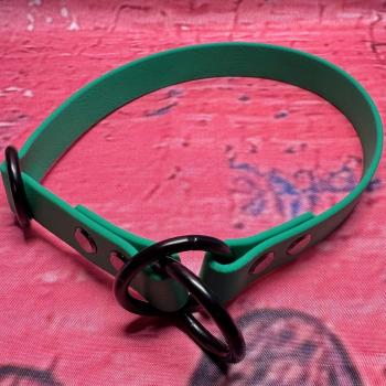Preview: Zugstopphalsband einfach ; 19 mm ; 40 cm ; Biothane Emerald Grün ; Hardware Schwarz