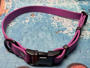 Preview: Verstellbares Halsband mit Klickverschluss , einfarbig , 19 mm , 42 - 57 cm , Biothane Grape , Hardware Schwarz