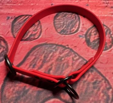 Preview: Zugstopphalsband einfach ; 16 mm ; 40 cm ; Biothane Rot ; Hardware Schwarz