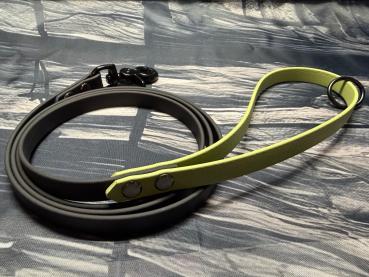 Preview: Führleine Zweifarbig , 13 mm , 150 cm , Biothane Schwarz und Holy Guacamole, Hardware schwarz