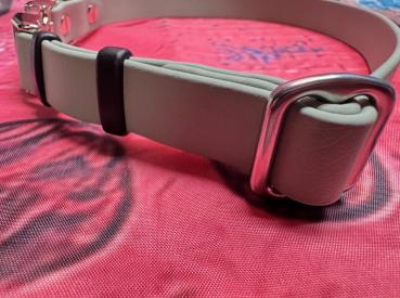 Preview: Verstellbares Halsband mit Klickverschluss , einfarbig , 19 mm , 42 - 57 cm , Biothane Sage Green , Hardware Silber