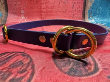 Zugstopphalsband einfach , 19 mm , 52 cm , Biothane Navy Blau , Hardware Messing