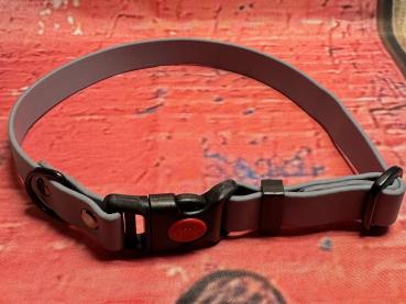 Preview: Verstellbares Halsband mit Klickverschluss , einfarbig , 19 mm , 34 - 49 cm , Biothane Grau , Hardware Schwarz