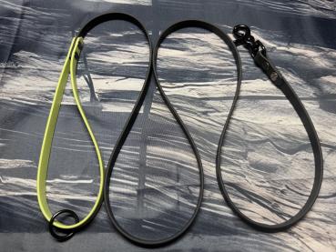 Preview: Führleine Zweifarbig , 13 mm , 150 cm , Biothane Schwarz und Holy Guacamole, Hardware schwarz