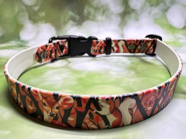 Preview: Verstellbares Halsband mit Klickverschluss , einfarbig , 19 mm , 34 - 49 cm , Biothane UV Biothane Squirrel and Deer , Hardware Schwarz