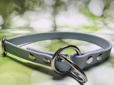 Zugstopphalsband einfach , 13 mm , 34 cm , Biothane Pastell Blau , Hardware vernickelter Stahl silber