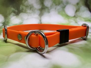 Mitwachsendes Halsband , 16 mm , 32 - 44 cm , Pawtex Neon Orange , Hardware Silber