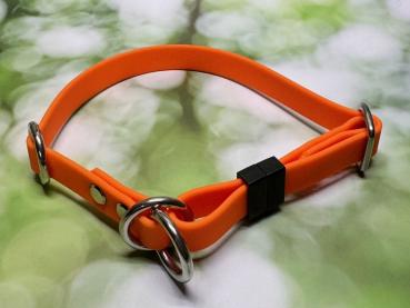 Preview: Mitwachsendes Halsband , 16 mm , 32 - 44 cm , Pawtex Neon Orange , Hardware Silber