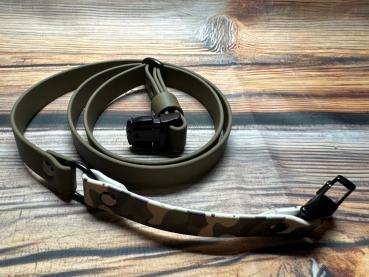 Preview: Gassigürtel mit Metallsteckschnalle und farbigem Inlay; 19 mm breit; 100 cm lang ( Bundweite 93 - 107 cm )