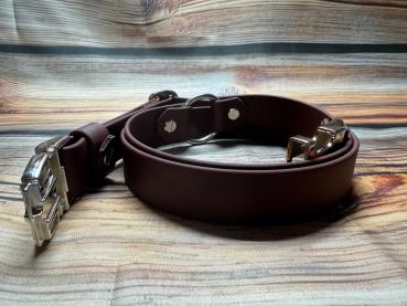 Preview: Gassigürtel mit Metallsteckschnalle und farbigem Inlay; 25 mm breit; 110 cm lang ( Bundweite 103 - 117 cm )