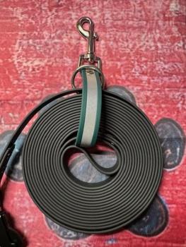 Preview: Schleppleinenhalter Dunkelgrün Reflective 19mm Silberner Karabiner