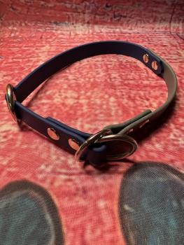 Zugstopphalsband zweifarbig , 16 mm , 39 cm , Biothane Navy Blau - Dunkelgrau , Hardware vernickelter Stahl silber